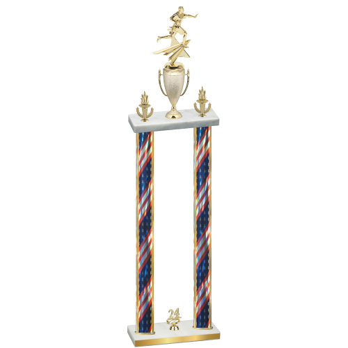 Double Flag USA Year Flag Football Trophy