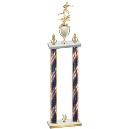 Double Flag USA Year Flag Football Trophy