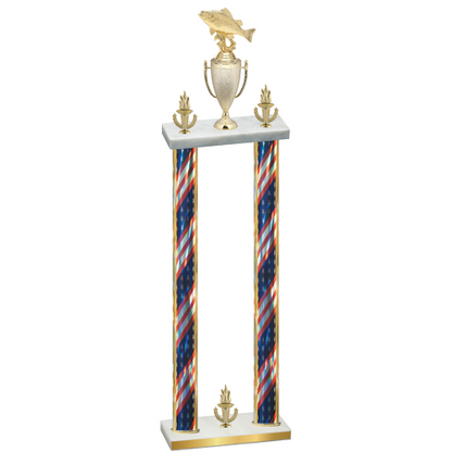 Double Flag USA Victory Fishing Trophy