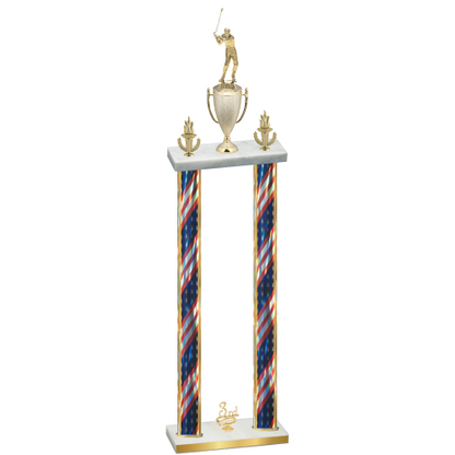 Double Flag USA Third Place Golf Trophy