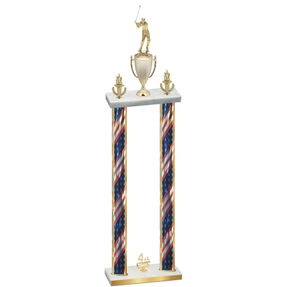 Double Flag USA Fourth Place Golf Trophy