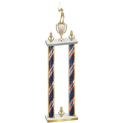 Double Flag USA Victory Golf Trophy