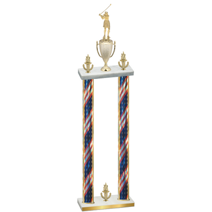 Double Flag USA Victory Golf Trophy