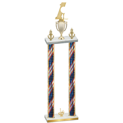Double Flag USA First Place Golf Trophy