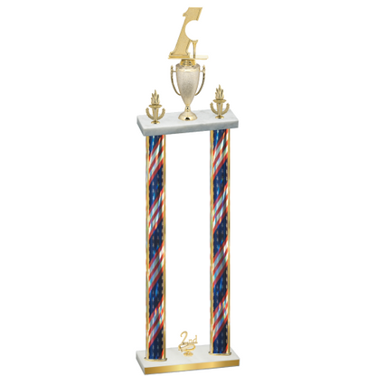 Double Flag USA Second Place Golf Trophy