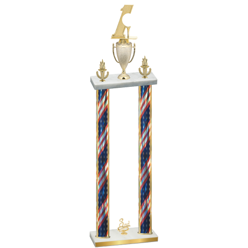 Double Flag USA Third Place Golf Trophy