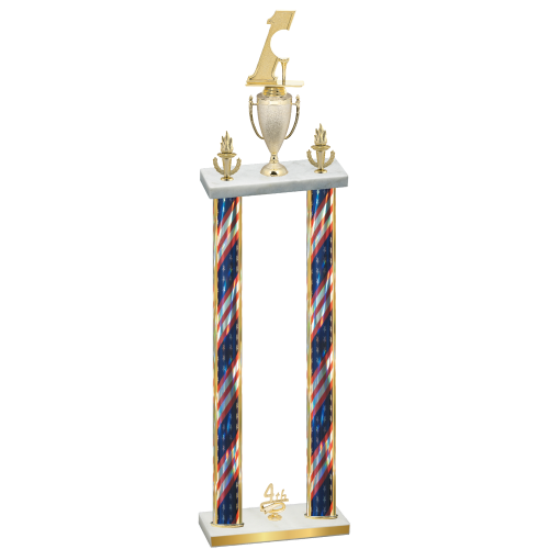 Double Flag USA Fourth Place Golf Trophy