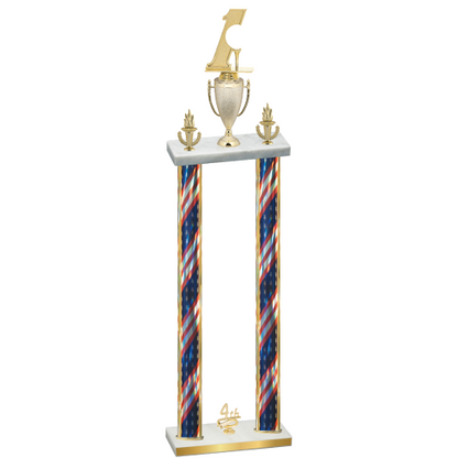 Double Flag USA Fourth Place Golf Trophy