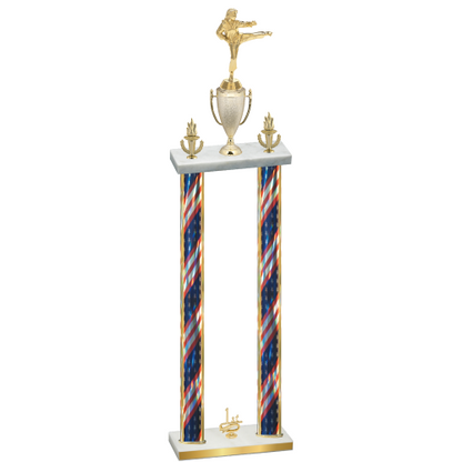 Double Flag USA First Place Karate Trophy