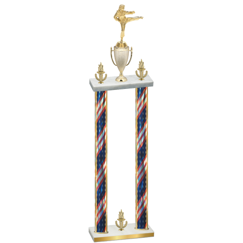 Double Flag USA Victory Karate Trophy