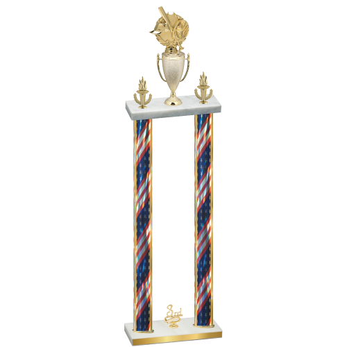Double Flag USA Third Place Baseball Trophy