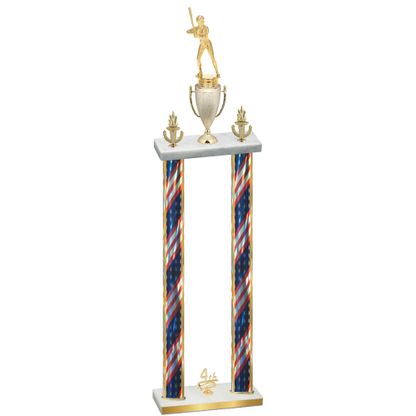 Double Flag USA Fourth Place Softball Trophy