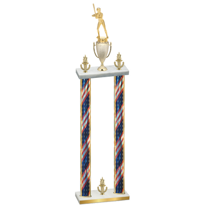 Double Flag USA Victory Softball Trophy