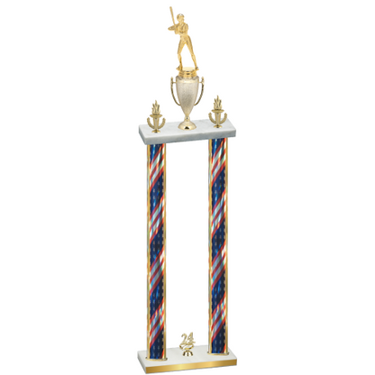 Double Flag USA Year Softball Trophy