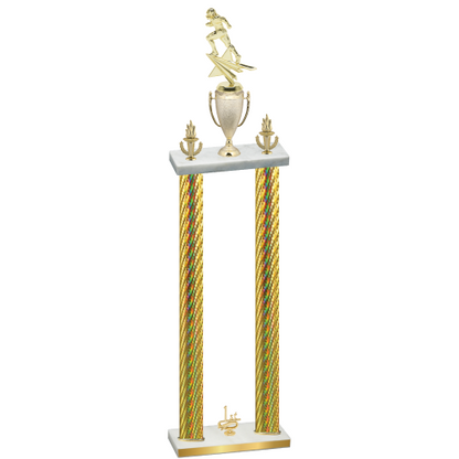Double Gold Carbon Fiber First Place Football Trophy