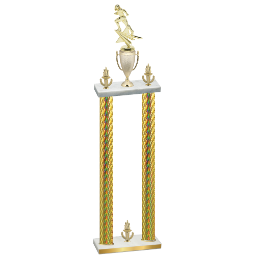 Double Gold Carbon Fiber Victory Football Trophy