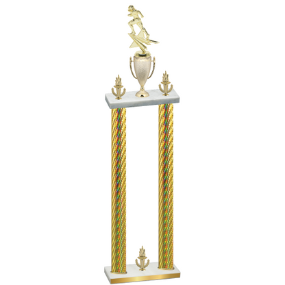 Double Gold Carbon Fiber Victory Football Trophy