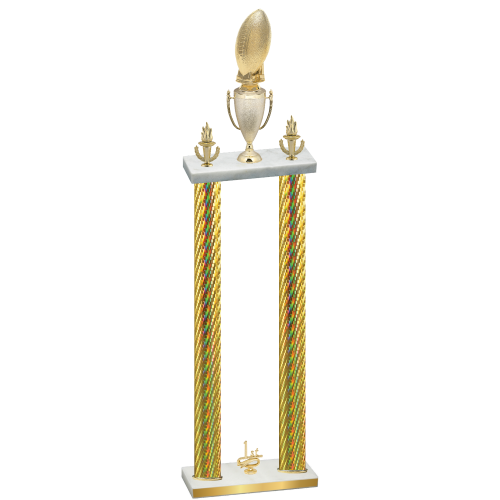 Double Gold Carbon Fiber First Place Football Trophy