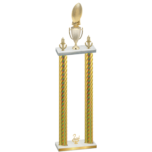 Double Gold Carbon Fiber Second Place Football Trophy