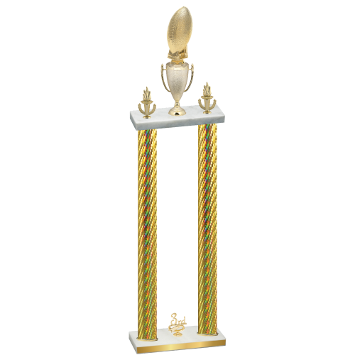 Double Gold Carbon Fiber Third Place Football Trophy