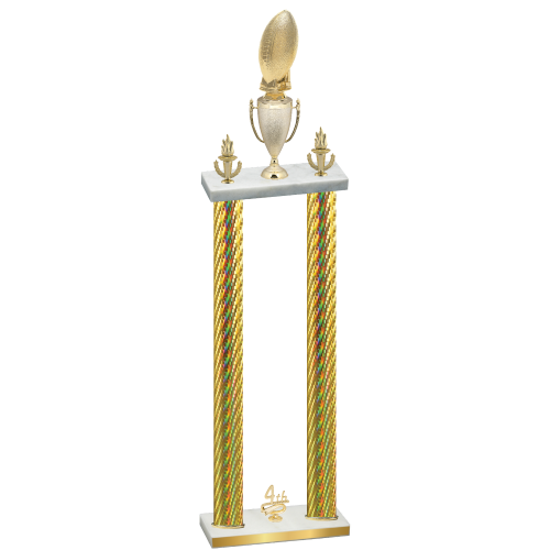 Double Gold Carbon Fiber Fourth Place Football Trophy