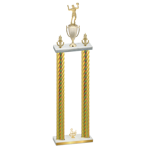 Double Gold Carbon Fiber Third Place Volleyball Trophy
