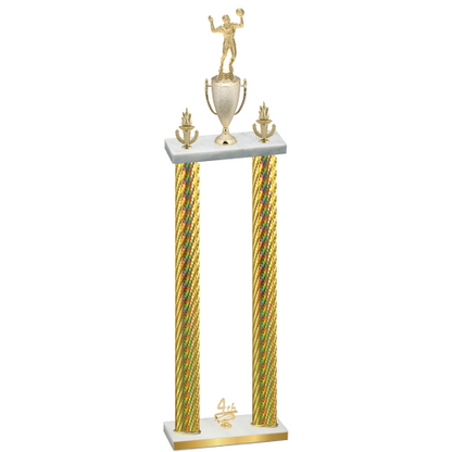 Double Gold Carbon Fiber Fourth Place Volleyball Trophy