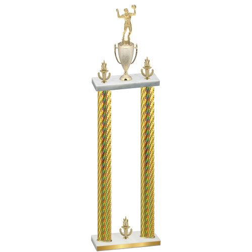 Double Gold Carbon Fiber Victory Volleyball Trophy
