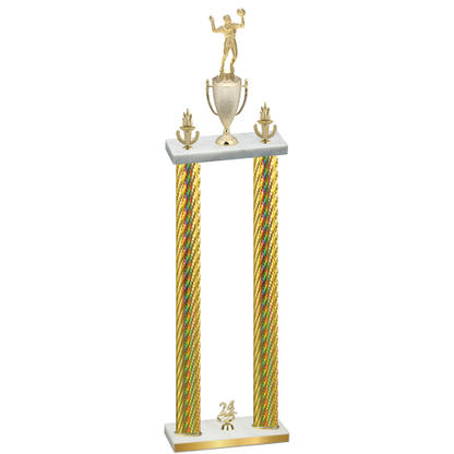 Double Gold Carbon Fiber Year Volleyball Trophy