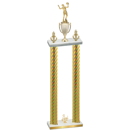 Double Gold Carbon Fiber Third Place Volleyball Trophy