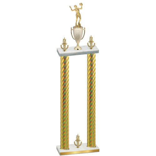 Double Gold Carbon Fiber Victory Volleyball Trophy