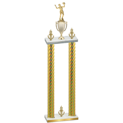 Double Gold Carbon Fiber Victory Volleyball Trophy