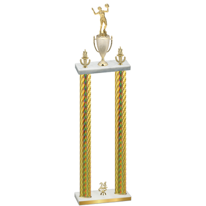Double Gold Carbon Fiber Year Volleyball Trophy