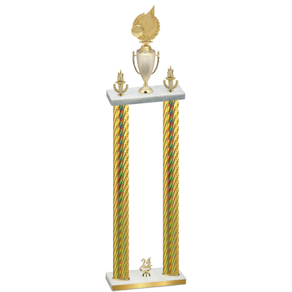Double Gold Carbon Fiber Year Volleyball Trophy