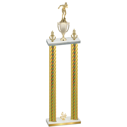 Double Gold Carbon Fiber Fourth Place Swimming Trophy