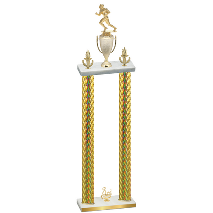 Double Gold Carbon Fiber Third Place Football Trophy