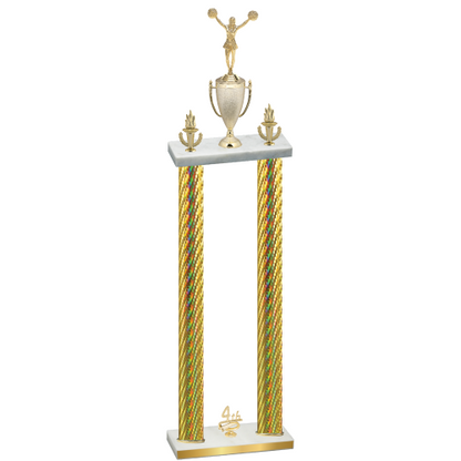 Double Gold Carbon Fiber Fourth Place Cheerleading Trophy