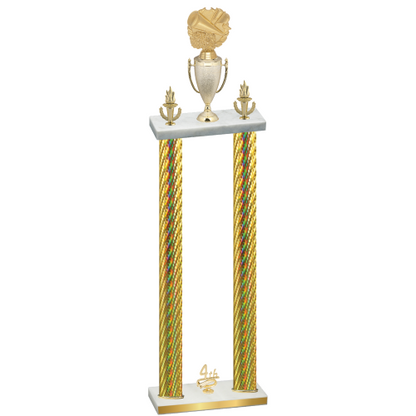 Double Gold Carbon Fiber Fourth Place Cheerleading Trophy