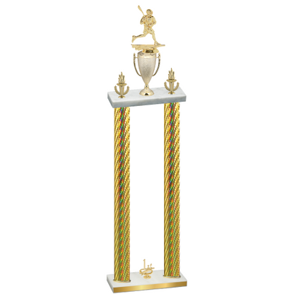 Double Gold Carbon Fiber First Place Lacrosse Trophy