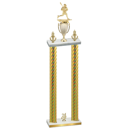 Double Gold Carbon Fiber Year Lacrosse Trophy