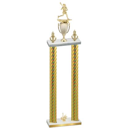 Double Gold Carbon Fiber First Place Lacrosse Trophy