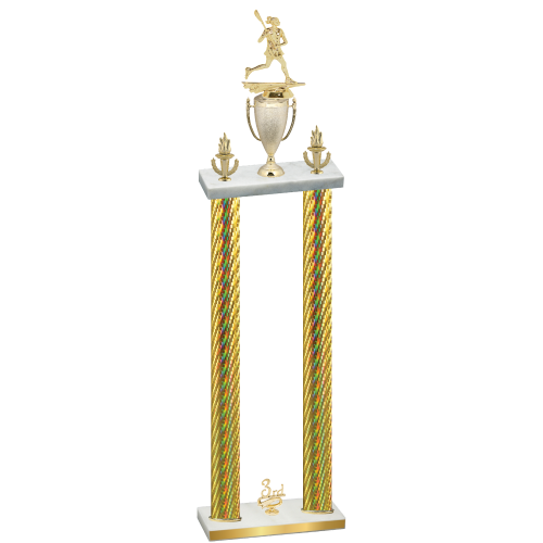 Double Gold Carbon Fiber Third Place Lacrosse Trophy