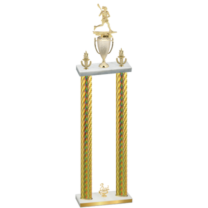 Double Gold Carbon Fiber Third Place Lacrosse Trophy