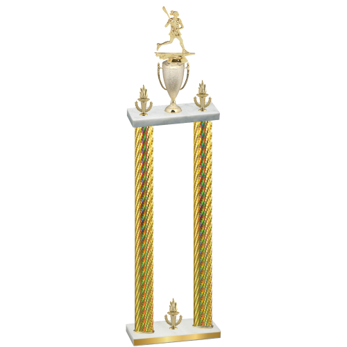 Double Gold Carbon Fiber Victory Lacrosse Trophy