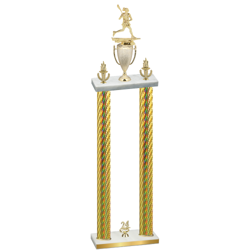 Double Gold Carbon Fiber Year Lacrosse Trophy