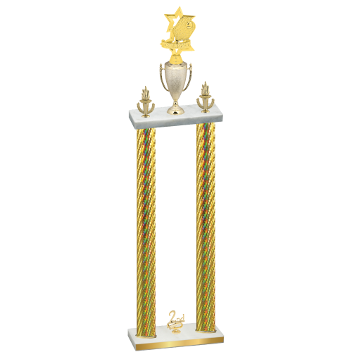 Double Gold Carbon Fiber Second Place Pickleball Trophy