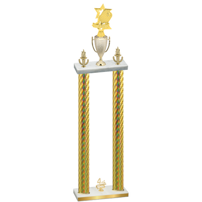 Double Gold Carbon Fiber Fourth Place Pickleball Trophy