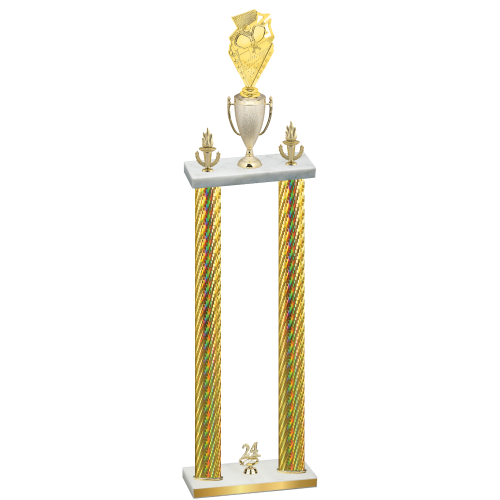 Double Gold Carbon Fiber Year Pickleball Trophy