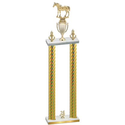 Double Gold Carbon Fiber Year Horses Trophy