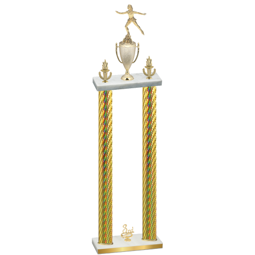 Double Gold Carbon Fiber Third Place Skater Trophy